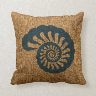 Nautilus Shell Deep Sea Blue Cushion