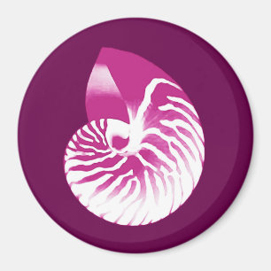 Nautilus shell - eggplant purple and white magnet