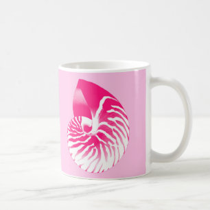 Nautilus shell - fuchsia pink and white coffee mug