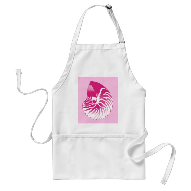 Nautilus shell - fuchsia pink and white standard apron (Front)