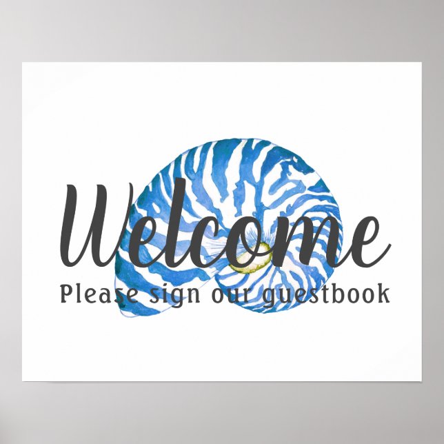 Nautilus Shell Guestbook Wedding Sign Print (Front)
