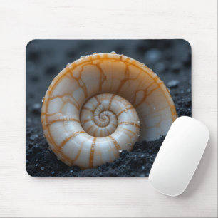 Nautilus Shell in Volcanic Sand Macro Mouse Mat