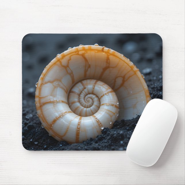 Nautilus Shell in Volcanic Sand Macro Mouse Mat (With Mouse)