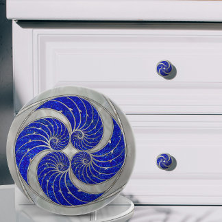Nautilus Shell Lapis Lazuli and Mother of Pearl Ceramic Knob