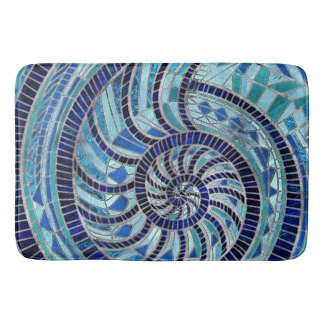 Nautilus Shell mosaic art Bath Mat (Front)