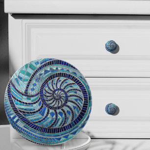 Nautilus Shell mosaic art Ceramic Knob