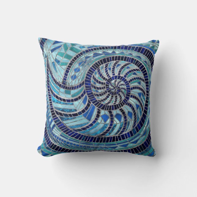 Nautilus Shell mosaic art Cushion (Front)