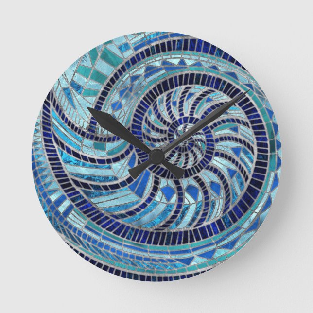 Nautilus Shell mosaic art Round Clock (Front)
