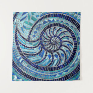 Nautilus Shell mosaic art Tapestry