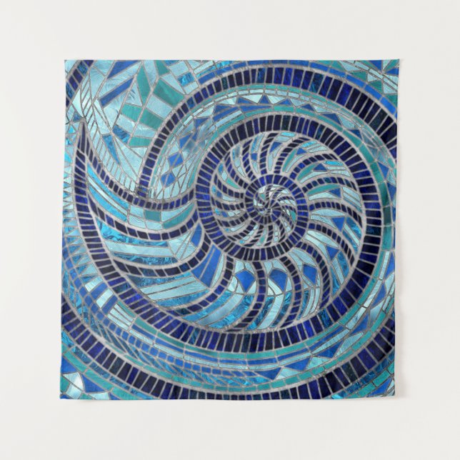 Nautilus Shell mosaic art Tapestry (Front)