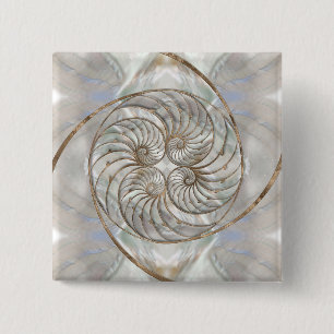 Nautilus Shell - Mother of Pearl and gold 15 Cm Square Badge