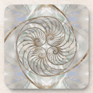 Nautilus Shell - Mother of Pearl and gold Coaster