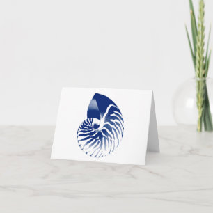Nautilus shell - navy blue and white card