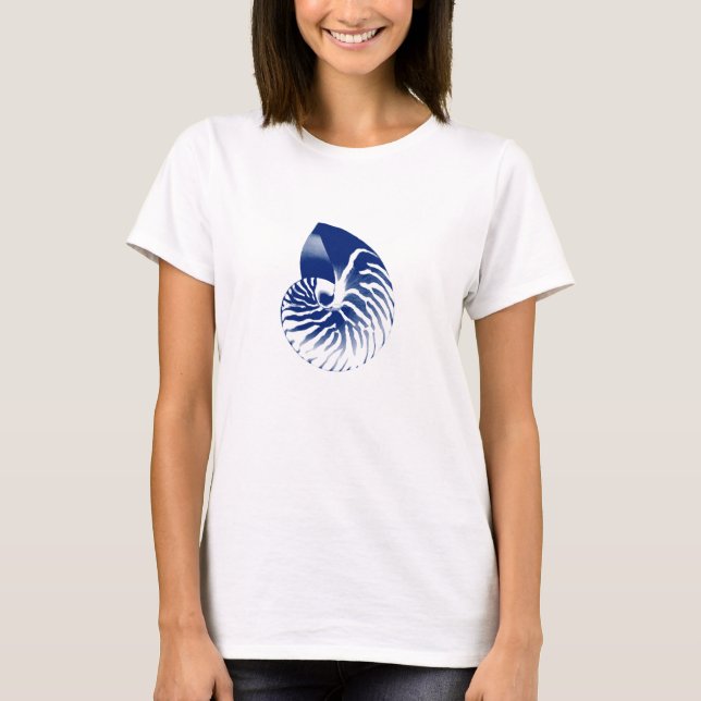 Nautilus shell - navy blue and white T-Shirt (Front)