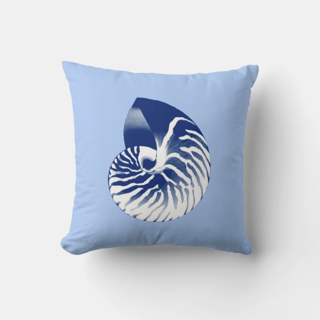 Nautilus shell - navy, white & light blue cushion (Front)
