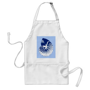 Nautilus shell - navy, white & light blue standard apron