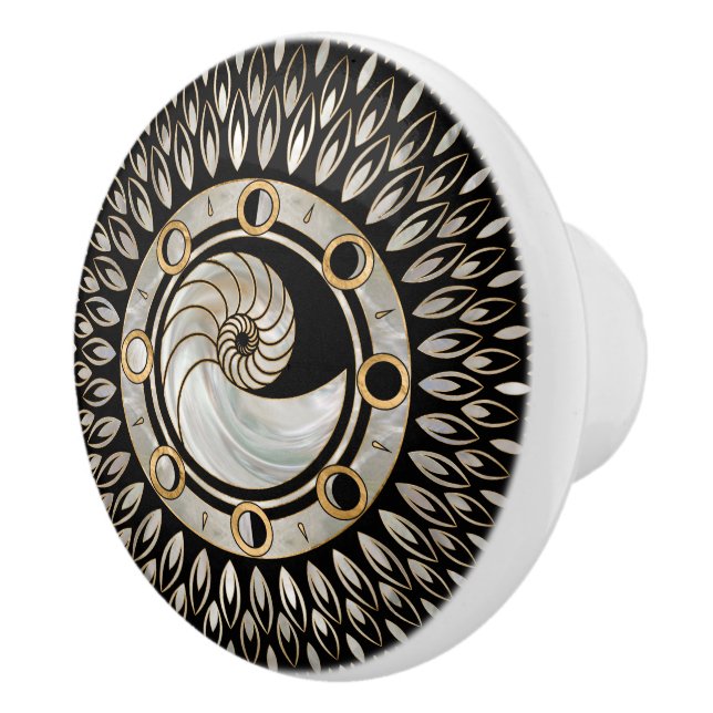 Nautilus Shell - Phases of the moon Ceramic Knob (Right)