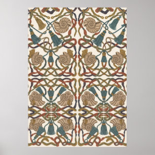 Nautilus Shell Rope Knot Nautical Pattern Poster