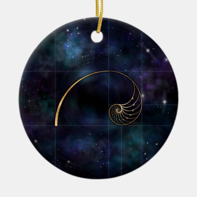 Nautilus Shell - Sacred Geometry Ceramic Tree Decoration (Front)