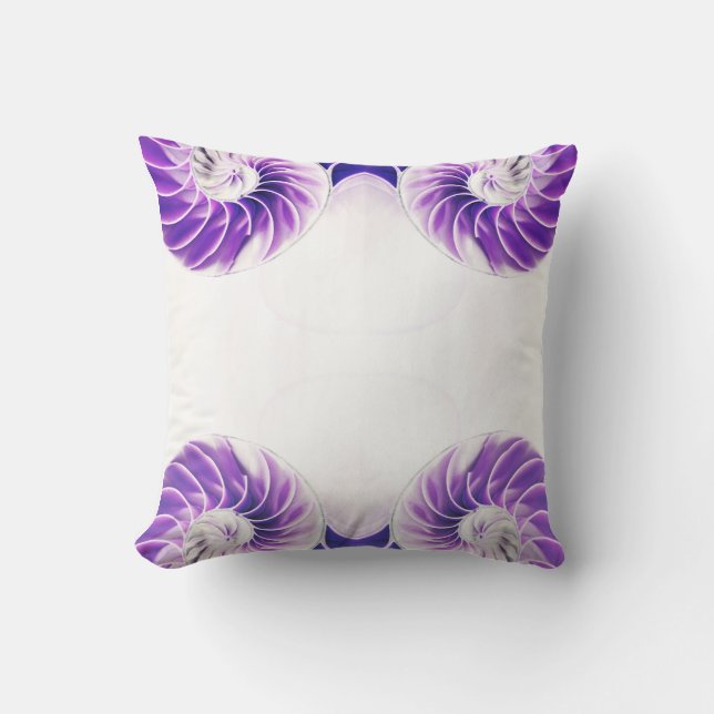 nautilus shell seashell Fibonacci cushion purple  (Front)