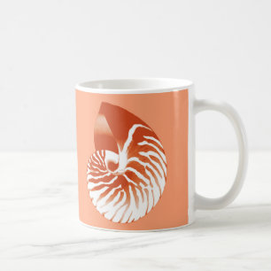 Nautilus shell - terracotta and white coffee mug