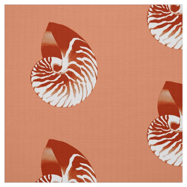 Nautilus Shell - terracotta and white Fabric (Swatch)