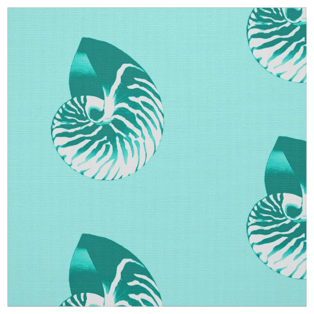 Nautilus Shell - turquoise, aqua and white Fabric (Swatch)