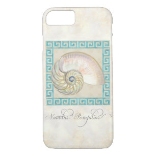 Nautilus Shell Watercolor Greek Key Damask Beach iPhone 8/7 Case