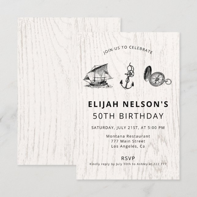 Nautilus Symbols Birthday Invitation (Front/Back)