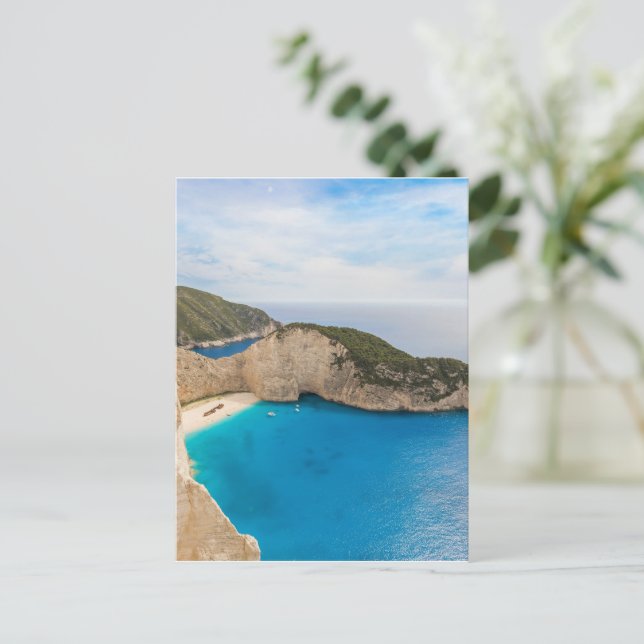 Navagio Beach (Shipwreck Beach) Greece Postcard  (Standing Front)