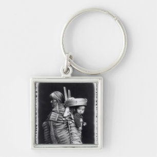 Navaho woman carrying a papoose on her back key ring