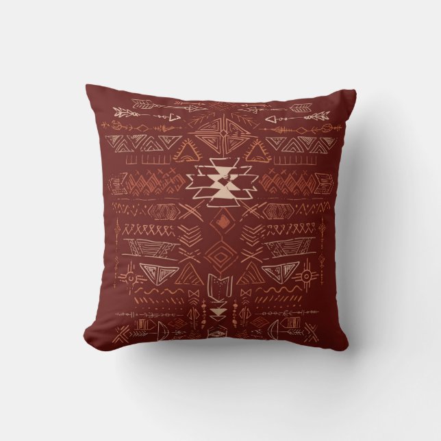 Navajo Aztec: Ethnic Doodle Pattern. Cushion (Front)