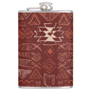 Navajo Aztec: Ethnic Doodle Pattern. Hip Flask