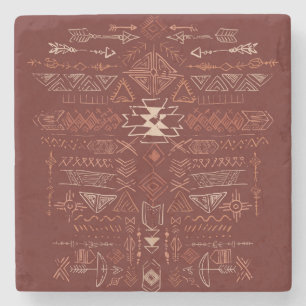 Navajo Aztec: Ethnic Doodle Pattern. Stone Coaster