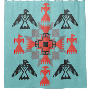 Navajo Birds, Ethnic Tribal Vintage. Shower Curtain