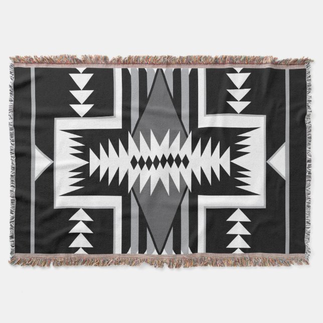 Navajo Design - 3 Ceramic Tile Throw Blanket (Front)