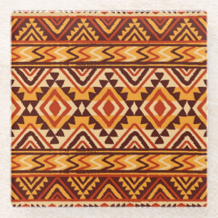 Navajo Ethnic Ornament: Vintage Seamless Glass Coaster