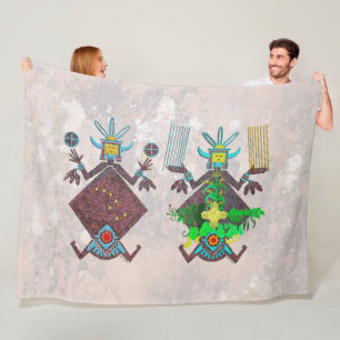 Navajo Father and Mother Image Fleece Blanket