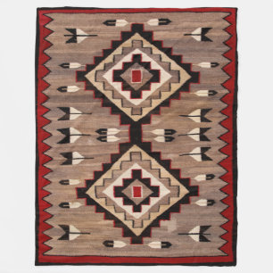 NAVAJO FEATHER PATTERN TAPESTRY 1900 reprint Fleece Blanket