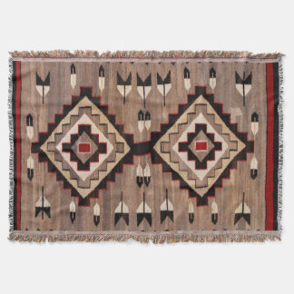 NAVAJO FEATHER PATTERN TAPESTRY 1900 reprint     Throw Blanket