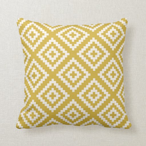 Image of Navajo Gemetric Pattern in Mustard Yellow Cushion