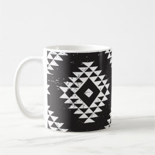 Navajo Geometric: Black White Tribal. Coffee Mug