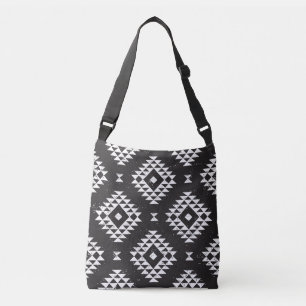 Navajo Geometric: Black White Tribal. Crossbody Bag