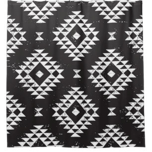Navajo Geometric: Black White Tribal. Shower Curtain