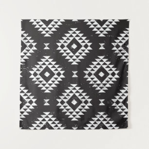 Navajo Geometric: Black White Tribal. Tapestry