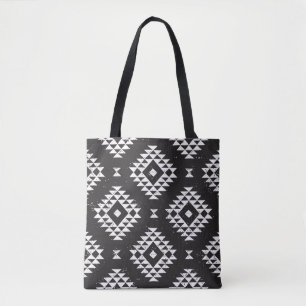 Navajo Geometric: Black White Tribal. Tote Bag