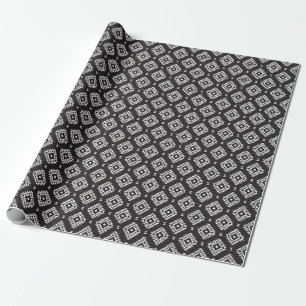 Navajo Geometric: Black White Tribal. Wrapping Paper