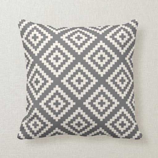 Image of Navajo Geometric Pattern in Grey and Cream Cushion