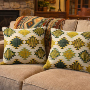 Navajo Green And Brown  Cushion