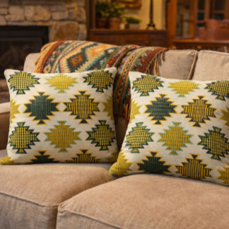Navajo Green And Brown  Cushion